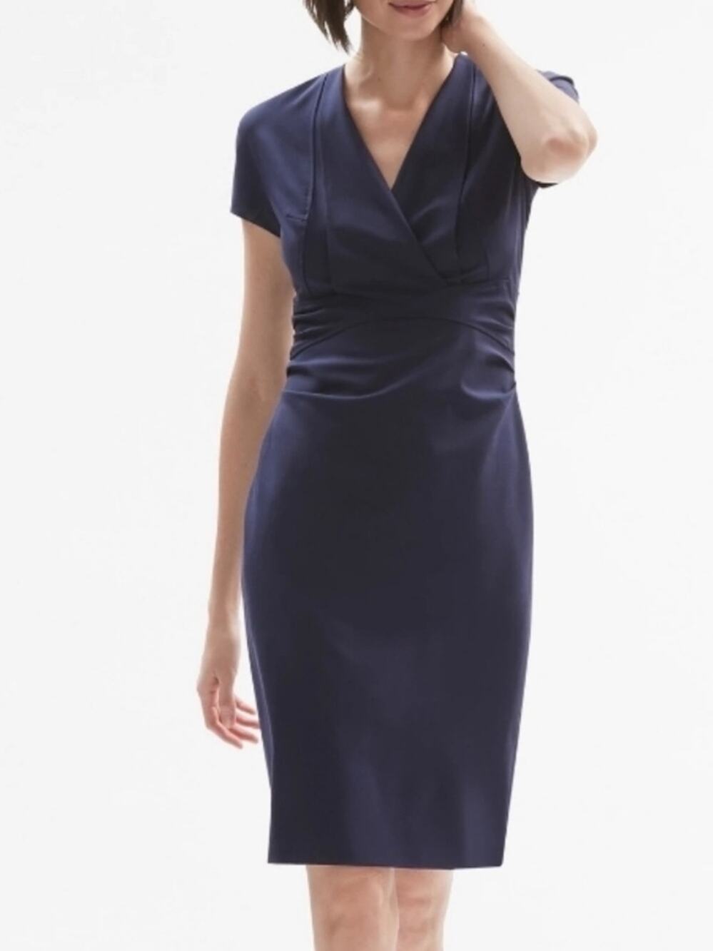 MM LaFleur Emma Dress Blue Size 10 Quiet Luxury Designer Minimalist Wool Blend